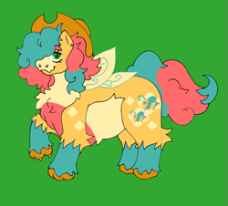 Size: 827x749 | Tagged: safe, artist:hivecicle, oc, oc:silly buzz, bee, bee pony, insect, original species, pegasus, blue hair, cowboy hat, ear piercing, eyebrow piercing, fangs, green eyes, hat, multicolored hair, nose piercing, paws, piercing, pink hair, ponysona, solo, stinger
