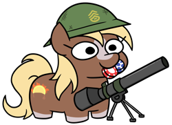 Size: 908x657 | Tagged: safe, artist:jargon scott, earth pony, pony, army helmet, blaze (coat marking), coat markings, cute, facial markings, female, helmet, mare, mouth hold, poker chips, ponified, sergeant reckless, simple background, smiling, solo, squatpony, weapon, white background