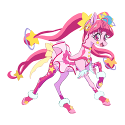 Size: 900x900 | Tagged: safe, artist:da2rp, earth pony, pony, anime, cure star, hoshina hikaru, pink coat, ponified, precure, pretty cure, simple background, solo, star twinkle precure, star twinkle pretty cure, white background