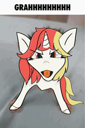 Size: 4800x7200 | Tagged: safe, oc, oc:lazy sunday, pony, unicorn, angry, behaving like a cat, creature, funny, grah, horn, looking at you, meme, silly, solo, yelling