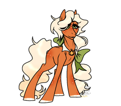 Size: 954x838 | Tagged: safe, artist:lordlyric, oc, oc only, oc:pumpkin glade, earth pony, pony, blonde, country, cowgirl, female, food, mare, orange, simple background, solo, transparent background