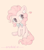 Size: 1286x1477 | Tagged: safe, artist:orchidlanlan738, pinkie pie, earth pony, pony, bowtie, cute, pink background, plushie, simple background, solo