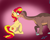 Size: 2292x1824 | Tagged: safe, artist:holdenwolfart, sunset shimmer, dinosaur, pony, unicorn, blushing, crack shipping, crossover, crossover shipping, eyes closed, gradient background, horn, kissing, littlefoot, shipping, surprised