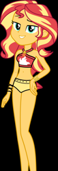 Size: 1280x3747 | Tagged: artist needed, safe, color edit, edit, sunset shimmer, equestria girls, g4, my little pony equestria girls: better together, beach, belly button, colored, sunset shimmer's beach shorts swimsuit, waifu material