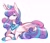 Size: 2040x1769 | Tagged: safe, artist:1313artemis13, princess flurry heart, alicorn, crystal pony, pony, g4, armor, crossed hooves, crown, curly mane, curly tail, eyelashes, flowing mane, flowing tail, jewelry, looking at you, lying down, necklace, older, older flurry heart, regalia, simple background, smiling, smiling at you, solo, tail, two toned mane, two toned tail, white background
