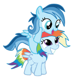 Size: 2477x2540 | Tagged: safe, oc, oc:ragtag, oc:shooting star, pegasus, pony, female, filly, foal, offspring, parent:rainbow dash, parent:soarin', parents:soarindash, siblings, simple background, transparent background, twins