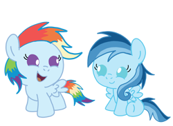 Size: 3466x2541 | Tagged: safe, oc, oc:ragtag, oc:shooting star, pegasus, pony, baby, baby pony, female, filly, foal, offspring, parent:rainbow dash, parent:soarin', parents:soarindash, simple background, transparent background