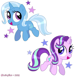 Size: 827x850 | Tagged: safe, artist:lullapiies, starlight glimmer, trixie, unicorn, g4, female, horn, lesbian, ship:startrix, shipping, simple background, transparent background