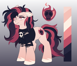 Size: 3140x2684 | Tagged: safe, artist:cheekipone, oc, oc only, oc:melody heartburn, earth pony, clothes, earth pony oc, goth, gradient background, reference sheet, shirt, solo, t-shirt