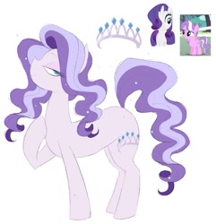 Size: 1077x1115 | Tagged: safe, artist:sparjechkaa, diamond tiara, rarity, oc, pony, g4, adoptable, cutie mark, fused, fusion, reference sheet, screencap reference, simple background, white background