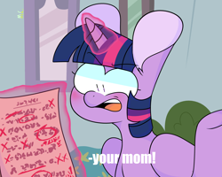 Size: 2500x2000 | Tagged: safe, artist:sparjechkaa, twilight sparkle, alicorn, comic:your mom, g4, marks for effort, meme, redraw, scene interpretation, school of friendship, solo, twilight sparkle (alicorn)