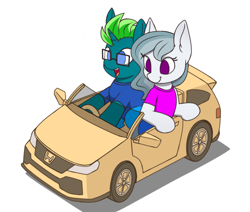 Size: 1968x1668 | Tagged: safe, artist:zeroonesunray, oc, pony, unicorn, car, commission, couple, horn, ych result