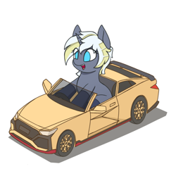 Size: 1668x1668 | Tagged: safe, artist:zeroonesunray, oc, oc only, unicorn, car, commission, female, horn, simple background, solo, white background, ych result, your character here