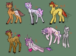 Size: 2048x1535 | Tagged: safe, artist:rad_parrot, apple bloom, babs seed, diamond tiara, princess cadance, scootaloo, silver spoon, sweetie belle, alicorn, earth pony, pegasus, unicorn, g4, alternate design, amputee, bandage, braid, chest fluff, crystal heart, curved horn, cutie mark crusaders, female, glasses, green background, horn, lying down, mare, prone, prosthetic leg, prosthetic limb, prosthetics, simple background