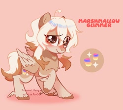 Size: 2356x2108 | Tagged: safe, artist:polkapop30, oc, oc:marshmallow glimmer, pegasus, pony, base used, blushing, chest fluff, female, heart, heart eyes, mare, simple background, solo, watermark, wingding eyes, winged hooves