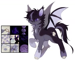 Size: 1808x1473 | Tagged: safe, artist:tiggs2_0, oc, oc only, bat, bat pony, pony, chest fluff, ear fluff, ear tufts, fangs, flower, full moon, male, moodboard, moon, photo, simple background, stallion, white background