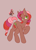 Size: 1462x2048 | Tagged: safe, artist:mscolorsplash, cherry spices, pony, unicorn, g4, brown background, colored pupils, female, horn, mare, simple background, solo, standing on two hooves, toy