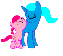Size: 3016x2712 | Tagged: safe, artist:memeartboi, earth pony, pony, unicorn, anais watterson, daisy the donkey, doll, duo, duo female, earth, family, female, filly, foal, happy, heart, horn, mare, mother, mother and child, mother and daughter, nicole watterson, parent, ponified, simple background, the amazing world of gumball, toy, white background