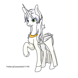 Size: 2000x2000 | Tagged: safe, artist:cassandra211190, oc, oc only, oc:κασσάνδρα, alicorn, pony, alicorn oc, clothes, horn, simple background, solo, white background, wings