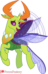 Size: 2500x3842 | Tagged: safe, artist:frownfactory, thorax, changedling, changeling, g4, to change a changeling, changeling king, flying, horn, horns, king thorax, male, open mouth, open smile, simple background, smiling, solo, transparent background, vector, wings