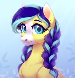 Size: 1746x1829 | Tagged: safe, artist:sparkling_light, oc, oc only, earth pony, pony, braid, chest fluff, ear piercing, earring, jewelry, piercing, solo