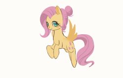 Size: 480x305 | Tagged: safe, artist:kanfengjingdeyumi, fluttershy, pegasus, pony, g4, alternate hairstyle, animated, flapping wings, flying, looking at you, simple background, smiling, smiling at you, solo, white background, wings