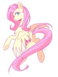 Size: 832x1094 | Tagged: safe, artist:bella129, fluttershy, pegasus, pony, female, mare, simple background, smiling, solo, stars, white background