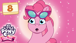 Size: 1281x720 | Tagged: safe, artist:prixy05, pinkie pie, earth pony, pony, clip trot, g4, g5, my little pony: tell your tale, character swap, female, g4 to g5, generation leap, mare, my little pony: form your friendship, solo, sunglasses, youtube thumbnail