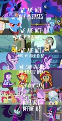 Size: 736x1432 | Tagged: safe, edit, edited screencap, screencap, apple bloom, diamond tiara, discord, fluttershy, princess luna, sci-twi, scootaloo, silver spoon, starlight glimmer, sunset shimmer, sweetie belle, twilight sparkle, alicorn, draconequus, earth pony, pegasus, pony, unicorn, equestria girls, equestria girls series, friendship is magic, g4, luna eclipsed, magic duel, my little pony equestria girls: friendship games, my little pony equestria girls: rainbow rocks, season 1, season 2, season 3, season 5, season 6, the cutie re-mark, the return of harmony, to where and back again, cutie mark crusaders, female, filly, foal, horn, mare, midnight sparkle, s5 starlight