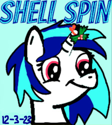 Size: 880x980 | Tagged: safe, artist:shell spin, dj pon-3, vinyl scratch, g4, blue background, cyan background, simple background, solo