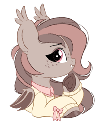 Size: 1213x1545 | Tagged: safe, artist:emberslament, oc, oc only, oc:coffee break, bat pony, pony, bat pony oc, clothes, cute, doodle, fangs, female, freckles, heart, heart eyes, mare, simple background, solo, sweater, transparent background, underhoof, wingding eyes