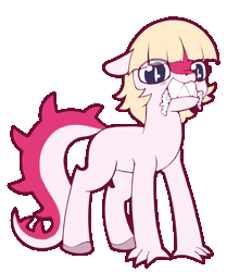 Size: 1750x1888 | Tagged: safe, artist:wild-thunder06, pony, animated, blonde, clothes, dinopony, female, foaming at the mouth, gif, i wani hug that gator, long tail, mia, ponified, rabies, simple background, solo, tail, transparent background