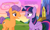 Size: 5568x3368 | Tagged: safe, artist:lunaticdawn, tender taps, twilight sparkle, alicorn, earth pony, pony, g4, absurd resolution, bedroom eyes, blushing, duo, duo male and female, female, looking at each other, looking at someone, male, mare, older, older tender taps, shipping, smiling, stallion, straight, text, twilight sparkle (alicorn), twilight's castle, twitaps