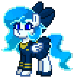 Size: 816x864 | Tagged: safe, oc, oc only, oc:kizu fuan, pegasus, pony, pony town, bow, female, hair bow, pixel art, simple background, solo, transparent background