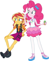 Size: 2008x2520 | Tagged: safe, edit, edited screencap, editor:homersimpson1983, screencap, pinkie pie, sunset shimmer, human, equestria girls, g4, background removed, female, not a vector
