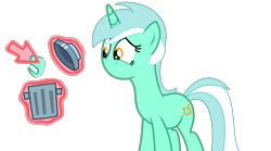 Size: 1278x713 | Tagged: safe, artist:brightstar40k, lyra heartstrings, pony, unicorn, g4, magic duel, cursor, female, horn, mare, simple background, solo, transparent background, trash can