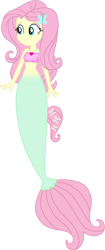 Size: 905x2152 | Tagged: safe, artist:invisibleink, artist:tylerajohnson352, fluttershy, mermaid, equestria girls, g4, bare shoulders, fish tail, mermaid tail, mermaidized, simple background, sleeveless, solo, species swap, strapless, tail, transparent background