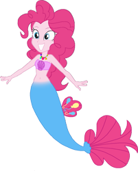Size: 1183x1468 | Tagged: safe, artist:invisibleink, artist:tylerajohnson352, pinkie pie, mermaid, equestria girls, g4, bare shoulders, fish tail, mermaid tail, mermaidized, simple background, sleeveless, solo, species swap, strapless, tail, transparent background