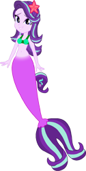Size: 996x1982 | Tagged: safe, artist:invisibleink, artist:tylerajohnson352, starlight glimmer, mermaid, equestria girls, g4, bare shoulders, bra, fish tail, mermaid tail, mermaidized, seashell, seashell bra, seaweed, simple background, sleeveless, solo, species swap, tail, transparent background