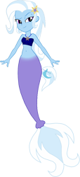 Size: 929x2038 | Tagged: safe, artist:invisibleink, artist:tylerajohnson352, trixie, mermaid, equestria girls, g4, bare shoulders, fish tail, mermaid tail, mermaidized, simple background, sleeveless, solo, species swap, strapless, tail, transparent background