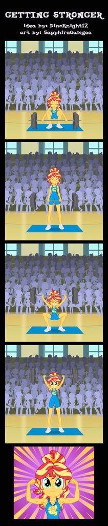 Shimmer Muscle #3335963 - safe, artist:sapphiregamgee, sunset shimmer, human ...