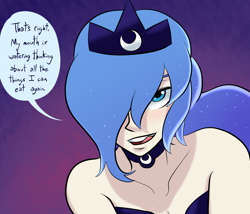 Size: 1280x1097 | Tagged: safe, artist:7nights, princess luna, human, ask human luna, g4, ask, female, humanized, licking teeth, s1 luna, solo, speech bubble, teeth, tongue out, tumblr