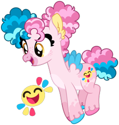 Size: 1541x1619 | Tagged: safe, artist:strawberry-spritz, oc, oc only, hippogriff, hybrid, female, interspecies offspring, magical lesbian spawn, offspring, parent:pinkie pie, parent:princess skystar, parents:skypie, simple background, solo, transparent background
