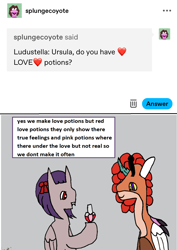 Size: 1170x1652 | Tagged: safe, artist:ask-luciavampire, oc, pegasus, pony, undead, vampire, vampony, ask, potion, tumblr