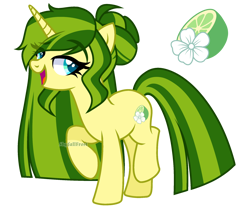 Size: 1990x1660 | Tagged: safe, artist:skyfallfrost, oc, oc only, oc:lime blossom, pony, unicorn, female, horn, mare, simple background, solo, transparent background