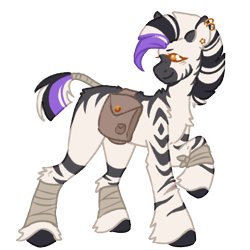 Size: 1000x1000 | Tagged: safe, artist:kazmuun, oc, oc only, zebra, bag, saddle bag, simple background, solo, transparent background