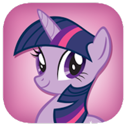 Size: 315x315 | Tagged: safe, ruckus media group, twilight sparkle, pony, unicorn, g4, my little pony: twilight sparkle teacher for a day, official, app icon, female, horn, looking at you, mare, smiling, solo, unicorn twilight