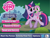Size: 1024x768 | Tagged: safe, ruckus media group, spike, twilight sparkle, dragon, pony, unicorn, g4, my little pony: twilight sparkle teacher for a day, duo, duo male and female, fangs, female, flower, game screencap, horn, male, mare, menu, my little pony logo, open mouth, open smile, outdoors, riding, riding a pony, smiling, spike riding twilight, tail, unicorn twilight