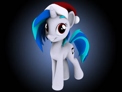 Size: 1200x900 | Tagged: safe, artist:hashbro, dj pon-3, vinyl scratch, pony, g4, 3d, christmas, female, happy holidays, hat, holiday, santa hat, solo