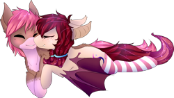 Size: 1296x733 | Tagged: safe, artist:amiicommissions, oc, oc only, oc:dreamie, bat pony, pony, clothes, female, lying down, mare, prone, simple background, socks, striped socks, transparent background